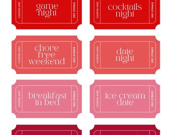 100 Printable Love Coupons for Him and Her, Couple Coupons, Valentines ...