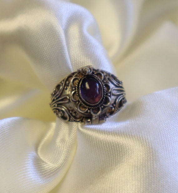 Sterling Silver 925 Amethyst Poison ring size size