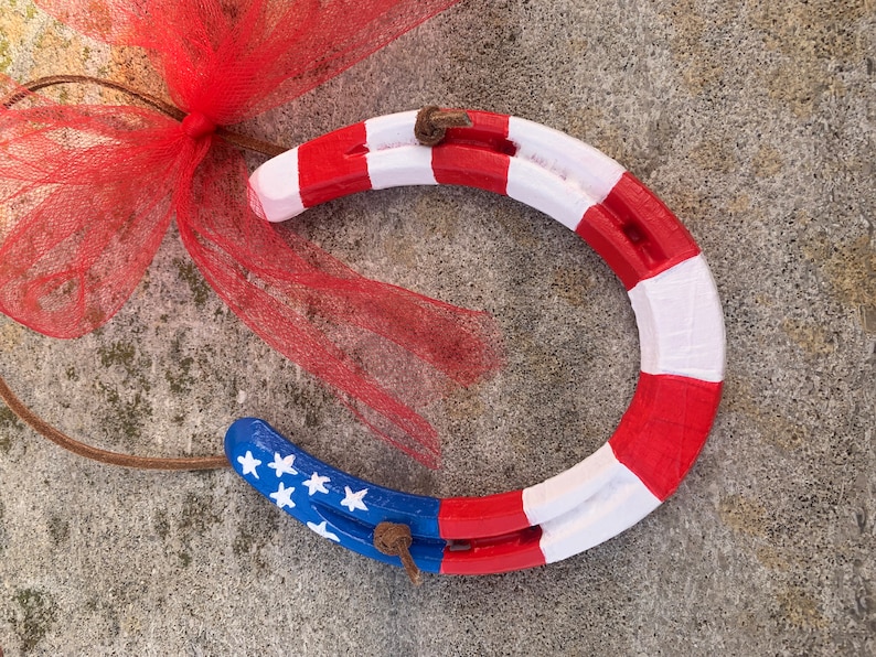 PATRIOTIC Horseshoe Painted Horseshoe Lucky Horseshoe Etsy