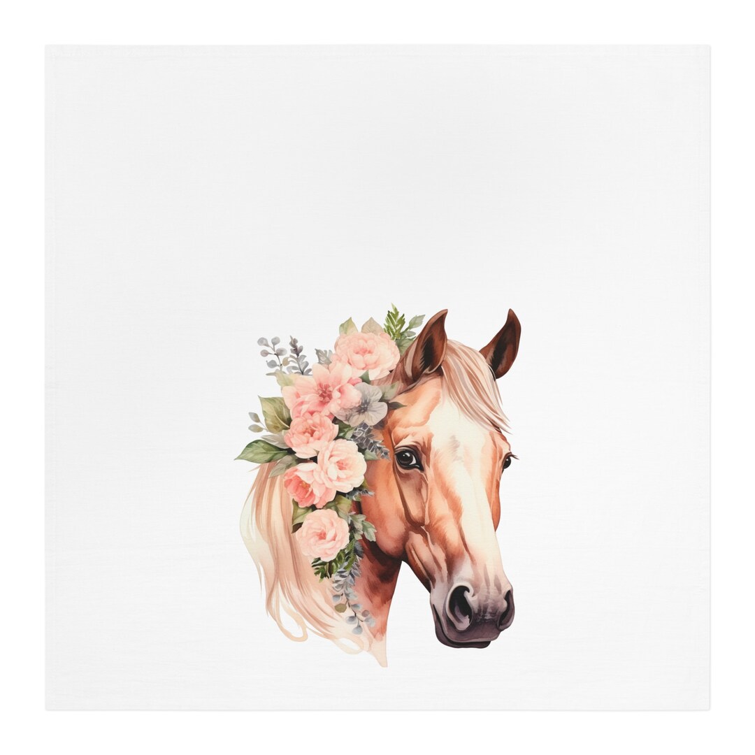 Floral Horse Head Tea Towel/horse Lover Gift/gift for Etsy