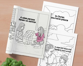 Christian Phrases Coloring Book with text for Christian Kids
