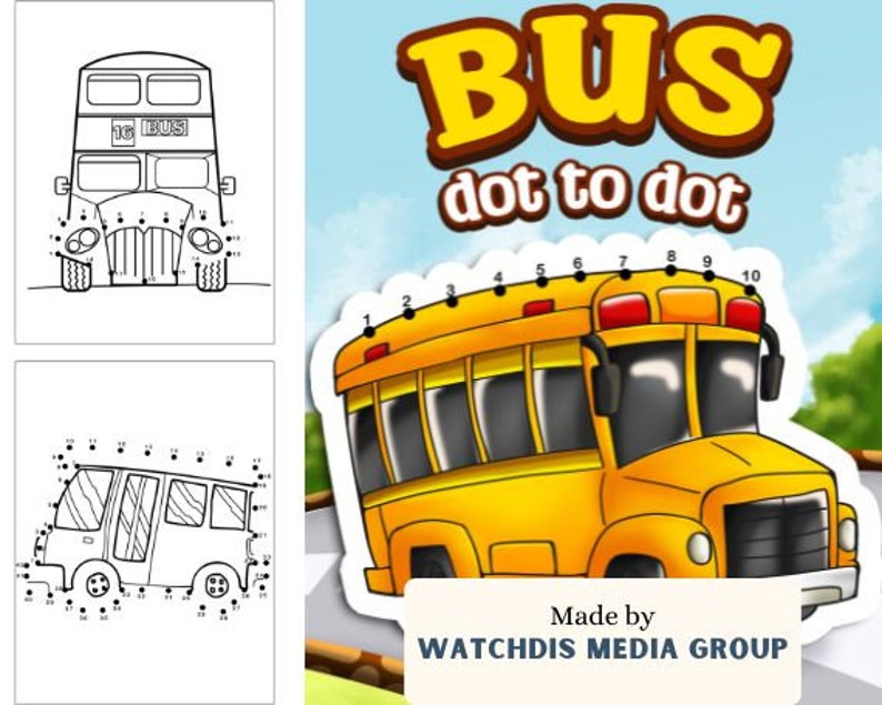 Bus Connect the Dots Dot-to-dot Activity Book for Kids - Etsy