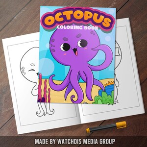 Stress Relieving Octopus Coloring Book Digital Coloring, Digital Prints, and Printable PDF