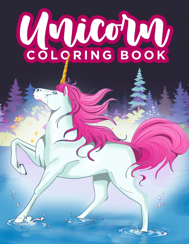 Unicorn Coloring Book with text for Animal Lovers image 1