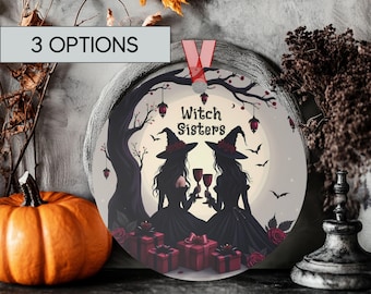 Adorno personalizado de Hermanas Brujas, regalo para aquelarre de Halloween