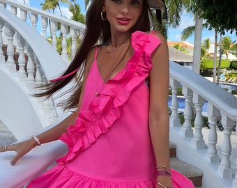open lace back dress Panama Strapless Maxi Dress Hot Pink