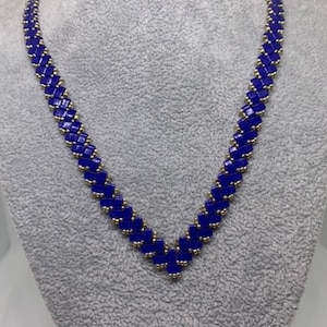 Blue Japanese pearl necklace, half tila pearl, miyuki pearl, gold plated pearl, Mother&#39;s Day necklace, necklace for her, handmade necklace