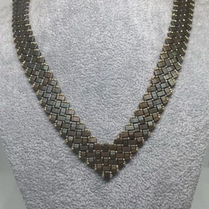 Brown necklace in 4 large Japanese pearl beads, Half Tila, gold-plated miyuki pearl evening necklace, Mother&#39;s Day necklace