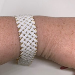 White half tila pearl bracelet, Japanese pearl, gold plated miyuki pearl bracelet, handmade bracelet