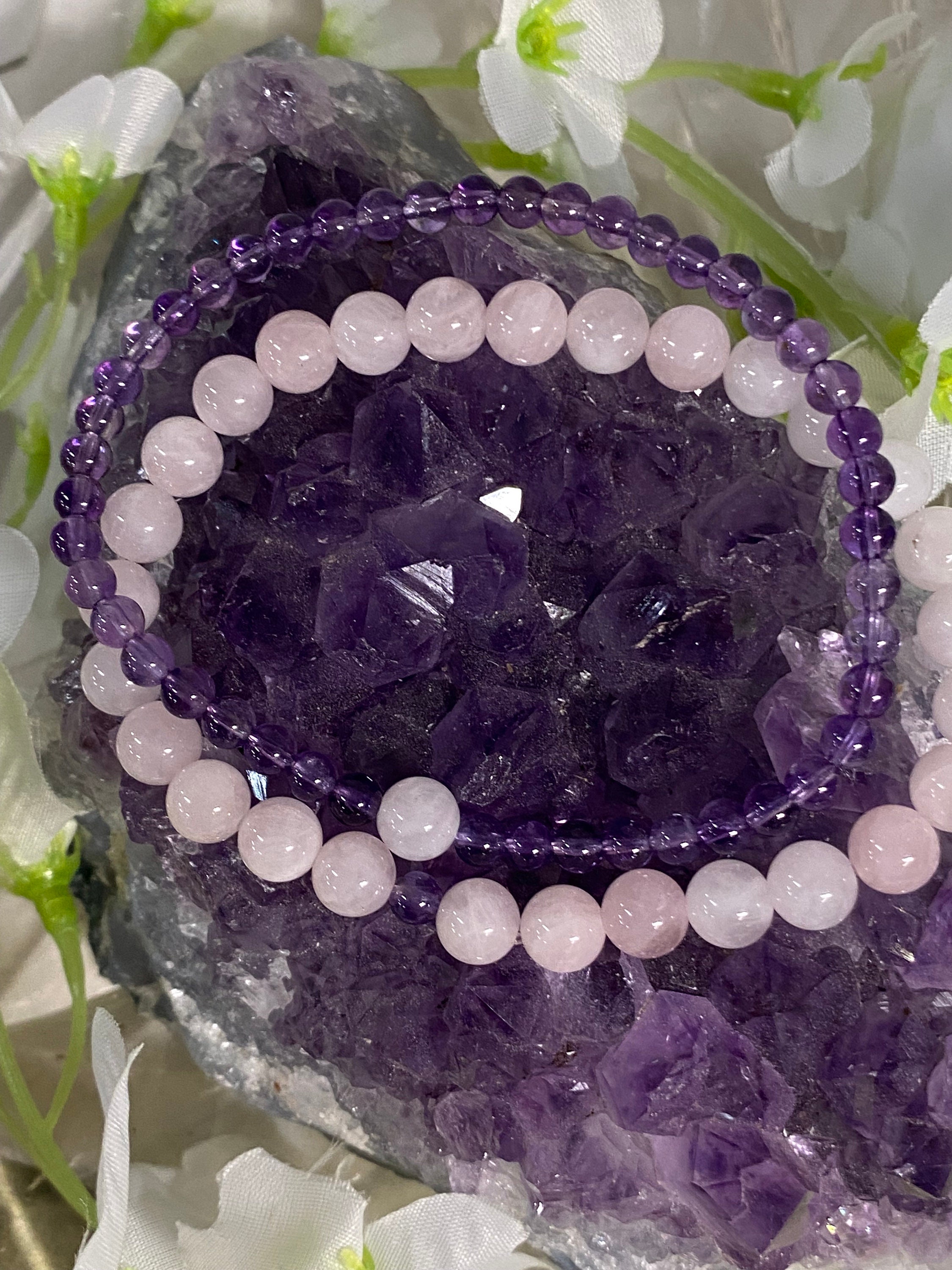Bracciale Zen Attraction In Pietre Naturali 8mm – Armonia, Gioia E Amore – Pietra Di Luna, Quarzo Rosa, Rodocrosite – Fatto A Mano - 3