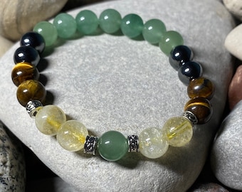 Wealth & Abundance Wellness Mala Bracelet - Manifestation, Prosperity and Success - Green Aventurine, Citrine, Tiger Eye, Hematite