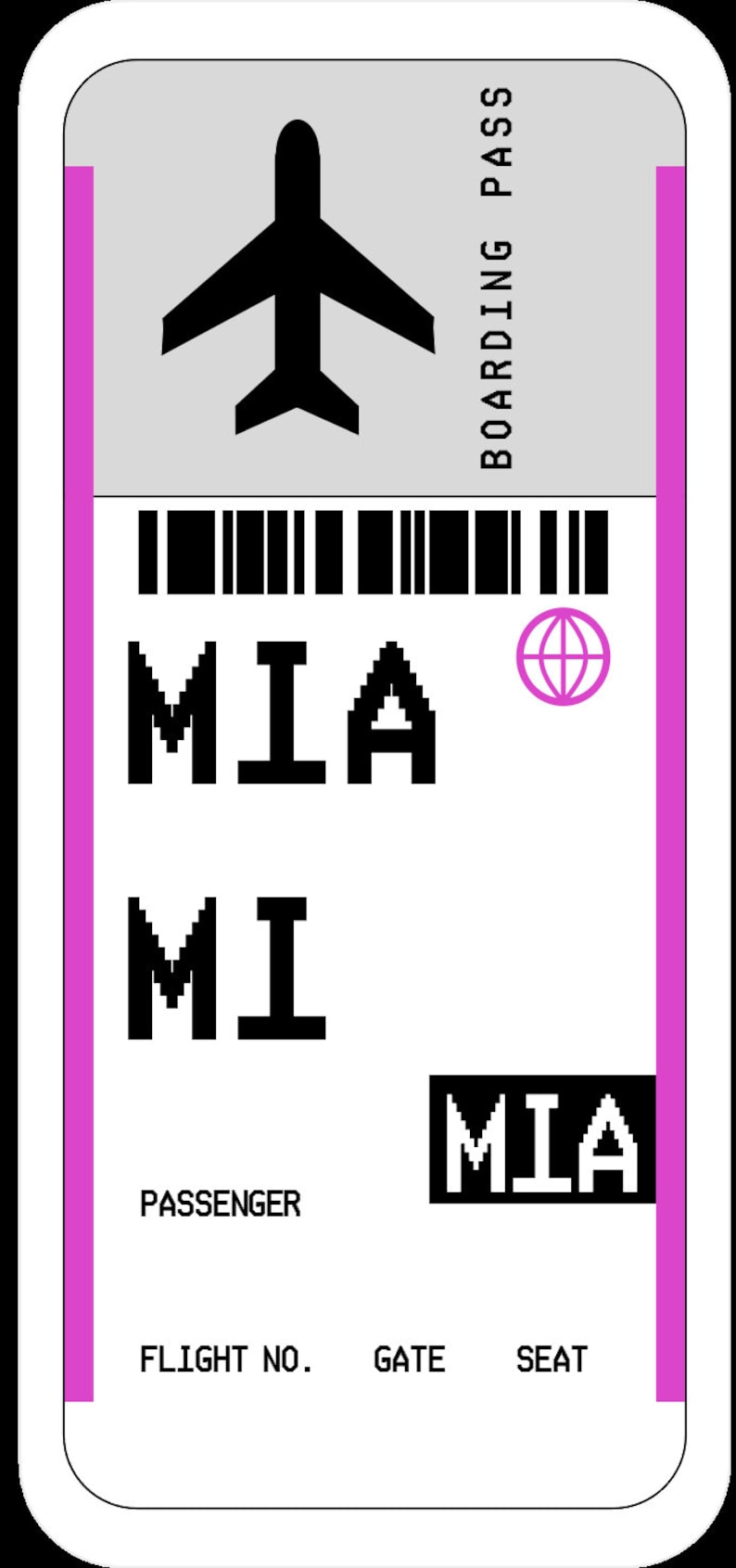 Editable Plane Ticket MIAMI Etsy
