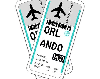 Editable Plane Ticket - ORLANDO