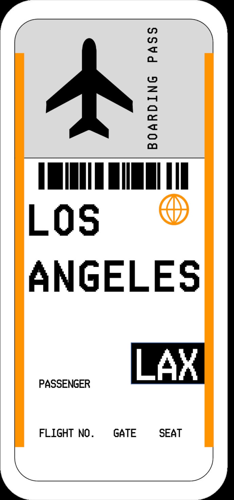 Editable Plane Ticket LOS ANGELES Etsy