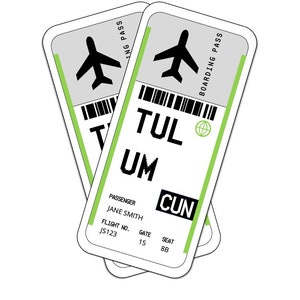 Editable Plane Ticket - TULUM