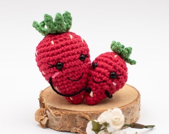 Modèle amigurumi fraises pour maman et enfant, modèle fraise au crochet, amigurumi fraise pour la fête des mères, modèle PDF en anglais (États-Unis) uniquement