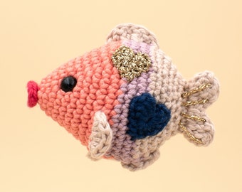 Modèle amigurumi de poisson qui s'embrasse, modèle poisson d'amour au crochet, modèle poisson au crochet pour la Saint-Valentin, modèle PDF en anglais (États-Unis) uniquement