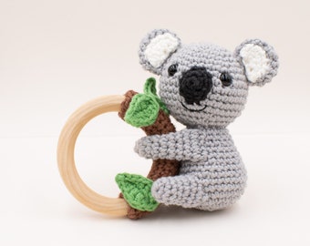 koala rattle crochet pattern, amigurumi koala pattern, koala teething ring crochet pattern, koala crochet, PDF pattern in English (US) only