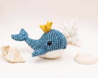 Baby whale amigurumi pattern, baby whale crochet pattern, crochet whale pattern for baby mobile, PDF pattern in English (US) only