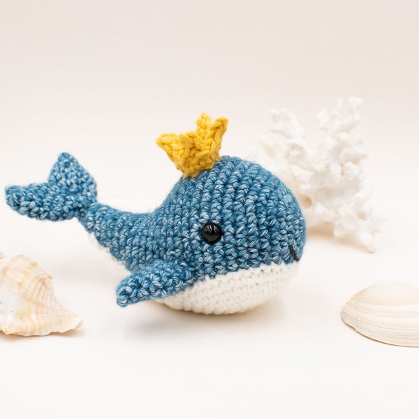 Baby whale amigurumi pattern, baby whale crochet pattern, crochet whale pattern for baby mobile, PDF pattern in English (US) only