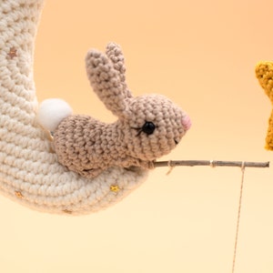 Moon bunny and stars crochet mobile, Bunny on the moon baby mobile, bunny amigurumi baby mobile, PDF pattern in English US only. image 2