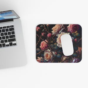 Romantic Floral Mouse Pad | Elegant Desk Accessory, Gift for Her, Office Decor, Home Workspace, Unique Computer Mat