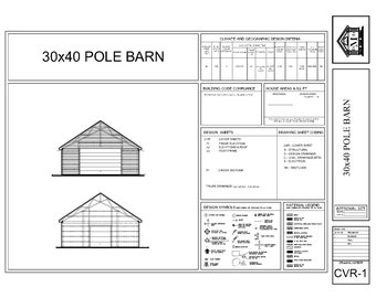 30x40 POLE BARN PLANS-Architectural Blueprints-Vaulted ceilings for car lift