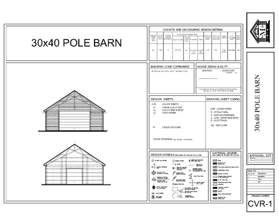 30x40 POLE BARN Plans architectural Blueprints vaulted Etsy 30x40-pole-barn-plans-architectural-blueprints-vaulted-etsy