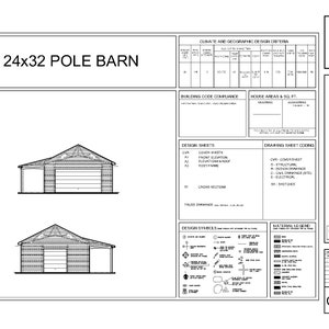 24x32 POLE BARN PLANS-Architectural Blueprints-Vaulted ceilings for car lift + Porch