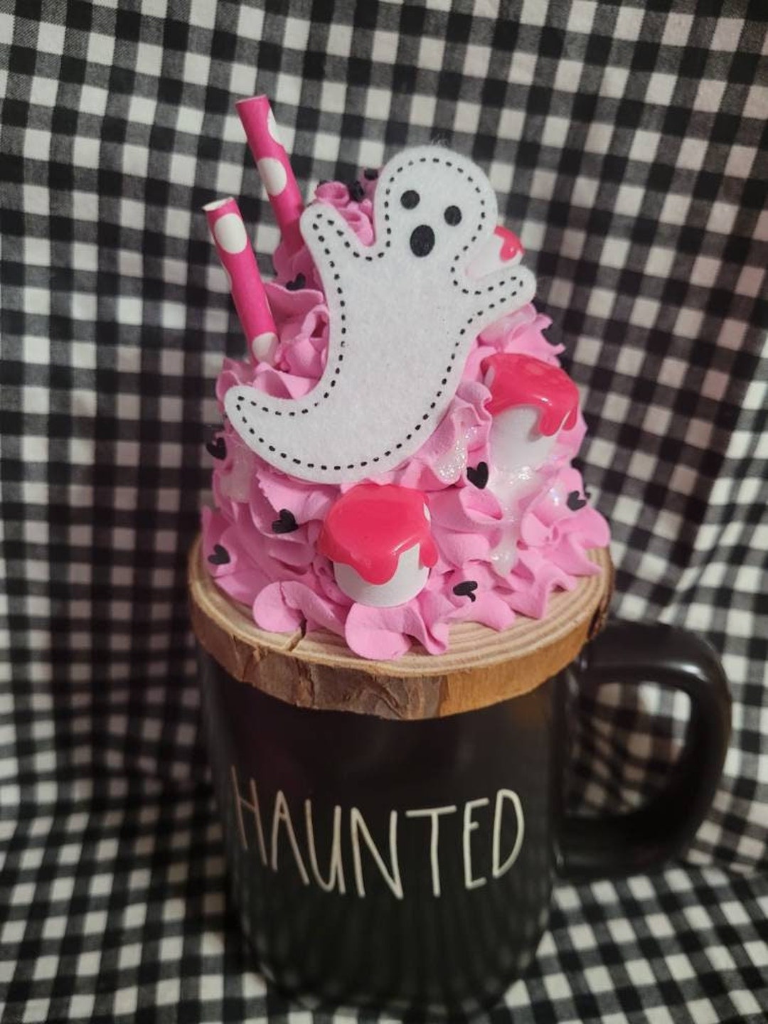 Pink Halloween Mug Topper Faux Whipped Mug Topper Halloween Etsy