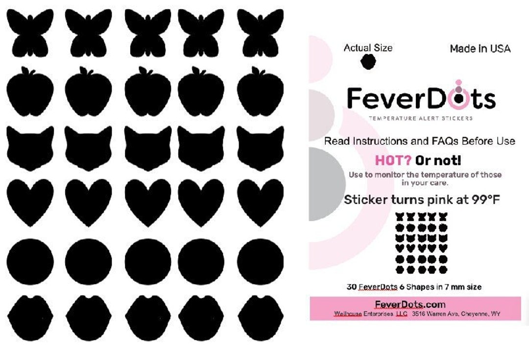 30 Feverdots Stickers in Six Shapes small Size 7 Mm. Fever Indicator ...