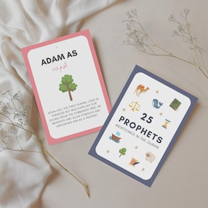 Make learning about the Prophets engaging with these Islamic Prophets Flashcards! These flashcards are a valuable Islamic educational tool to help children memorize and recognize the names and stories of the Prophets mentioned in the Quran.