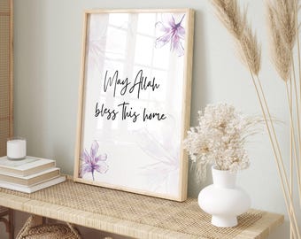 Moge Allah dit huis zegenen, afdrukbare islamitische muurkunst, moslim muurkunst, moslim cadeau, islamitisch interieur, islamitische citaatkunst, islamitische kunst