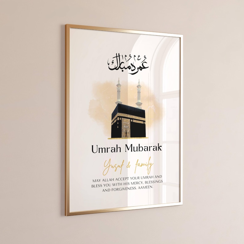 This beautiful Personalised Umrah Mubarak print makes the perfect gift for the completion of Umrah. Perfect to gift Muslim family and friends.