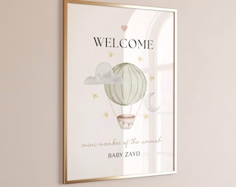 Personalised Muslim Baby Frame, Muslim Newborn, Muslim Baby, Islamic New Baby, Muslim New Baby Wall art, Islamic Newborn Gift
