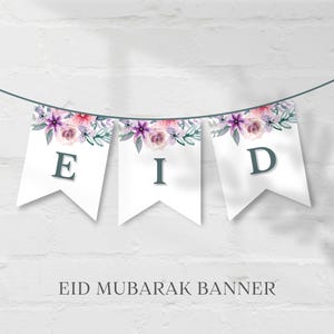 Eid Banner Printable, Eid Mubarak Banner, Eid Decoration, Eid Printables, Eid Bunting, Eid Decor Printable, Eid Downloads, Eid Party