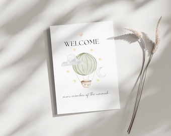 Muslim Baby Card, Muslim Newborn, Islamic Baby Cards, Islamic New Baby, Muslim New Baby Greeting card, Islamic Newborn Greeting Card Muslim