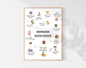 Ramadan Good Deeds Print, Ramadan decor, Ramadan Poster, Ramadan print, Ramadan Gift, Ramadan Decoration, Ramadan Good Deeds, Ramadan Print