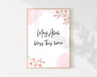 May Allah bless this home, Islamic Wall Art Printable, Muslim Wall Art, Muslim Gift, Islamic Home Decor, Islamic Quote Art, Islamic Art