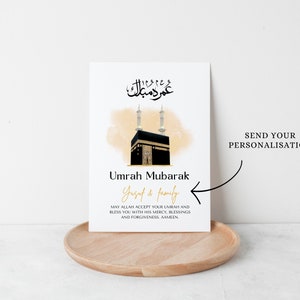 Personalised Umrah Mubarak Greeting Card – Handmade With Envelope – Religious Occasion Gift Card