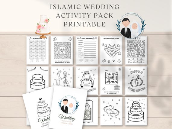 Islamic Wedding Activity Pack, Nikkah Activities, Muslim Wedding activity, Islamic Wedding Coloring, Islamic Wedding, Wedding activity pack