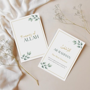 99 Namen von Allah Karten, 99 Namen von Allah, Asma Ul Husna, Muslimisches Geschenk, Asma Ul Husna Karten, Islamische Karteikarten, Islamische Lernmittel
