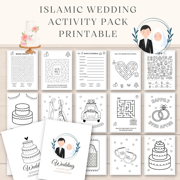 Islamic Wedding Activity Pack, Nikkah Activities, Muslim Wedding activity, Islamic Wedding Coloring, Islamic Wedding, Wedding activity pack