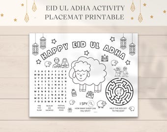 Eid Ul Adha Placemat Printable, Eid Al Adha Activity, Eid Ul Adha Decorations, Eid ul Adha Placemat, Kids Eid Placemat, Eid Al Adha Coloring