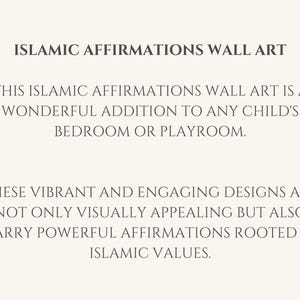 This Custom Islamic Affirmations for Kids printable Islamic  wall art is a wonderful addition to any muslim childs bedroom or playroom.