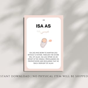 Make learning about the Prophets engaging with these Islamic Prophets Flashcards! These flashcards are a valuable Islamic educational tool to help children memorize and recognize the names and stories of the Prophets mentioned in the Quran.