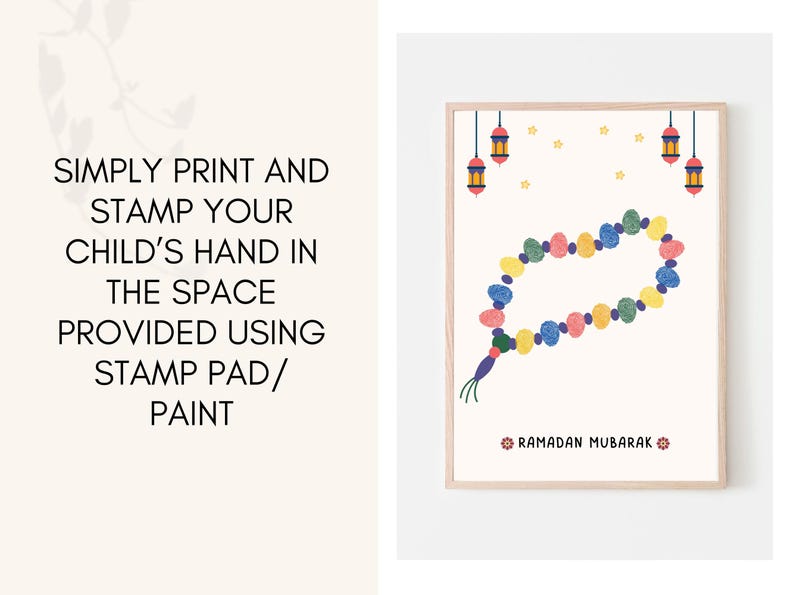 This fun and cute Ramadan handprint pack is a great activity and keepsake for little kids. Perfect for toddler, preschool, nursery or baby. Can be used at home/ classroom.
