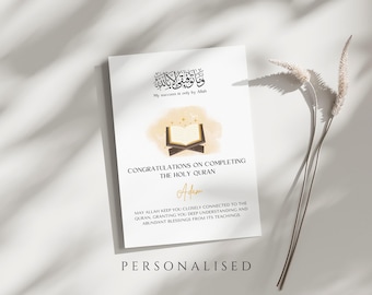 Personalised Quran Completion Card, Quran Completion, Islamic Gift, Quran Ameen, Islamic Card, Quran Complete Print, Quran Complete PDF