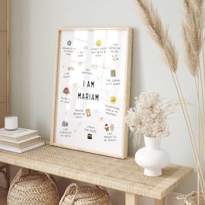 This Custom Islamic Affirmations for Kids printable Islamic  wall art is a wonderful addition to any muslim childs bedroom or playroom.