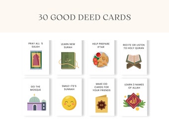 Good Deeds Cards Printable, Ramadan Cards, Ramadan Advent Cards, Kids Good Deeds, Ramadan kids Activities, Muslim Activity, Ramadan Calendar